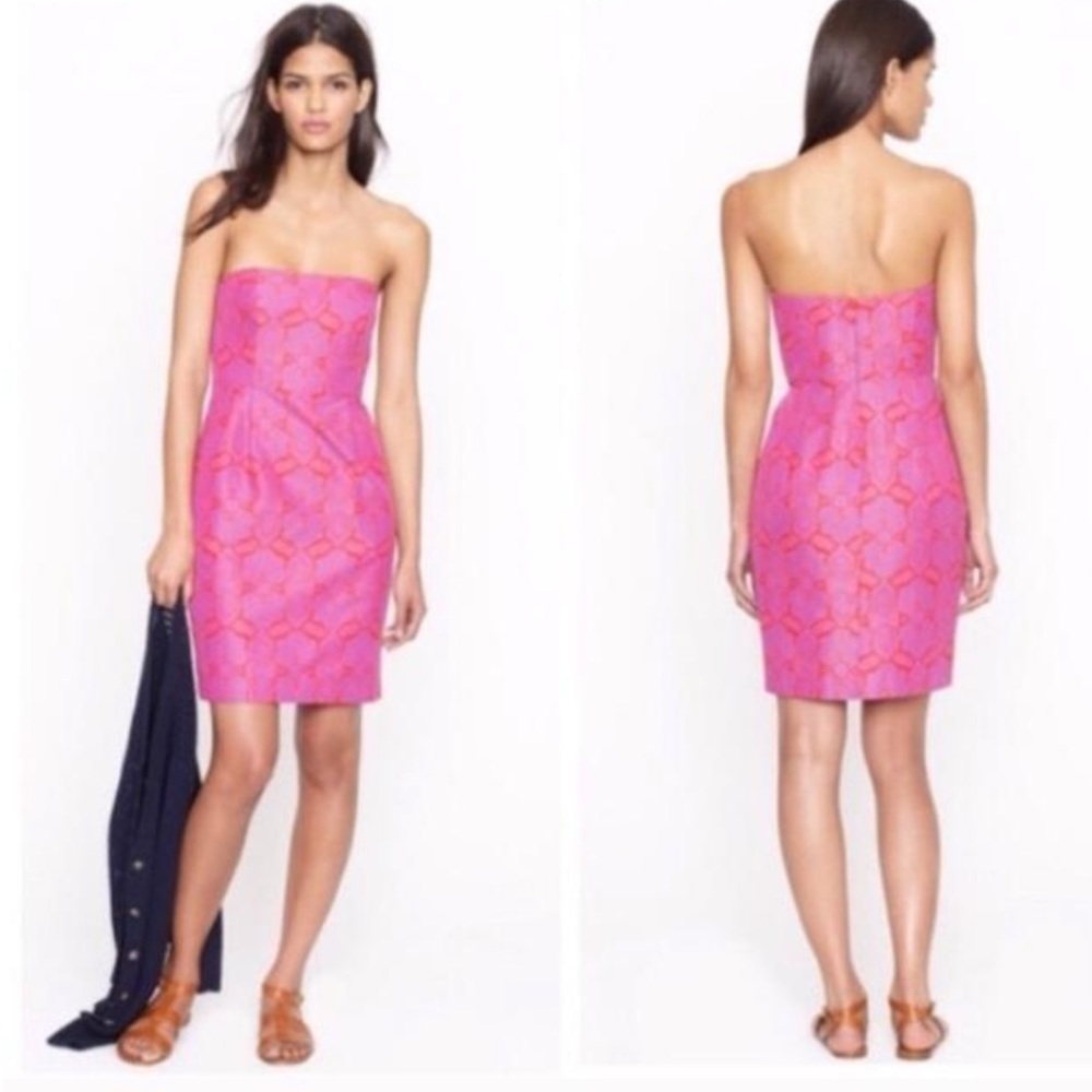 NWT Jcrew Red Ella Medallion Strapless Mini Dress
